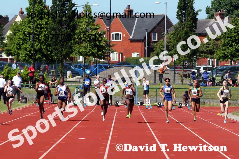 Womens under-20s 100 metres, 2021 Northern Senior and Under-20s Champs., Leigh. Photo: David T. Hewitson/Sports for All Pics